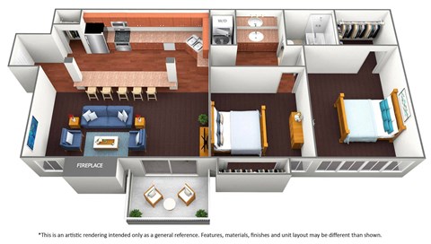 Floor plan for 2 beds, 1 bath, 1000 sqft